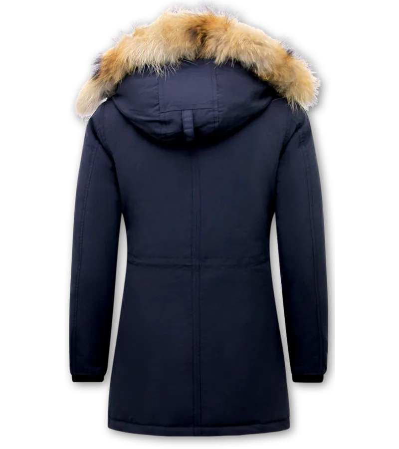 PARKAS MUJER CON PIEL  8201  AZUL